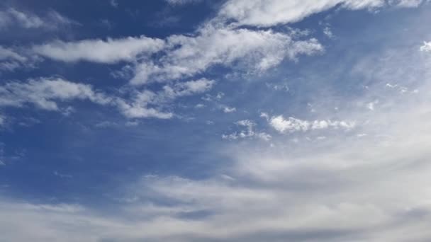 白い雲の背景が付いている青い空 よい天気 高品質の4K映像 — ストック動画