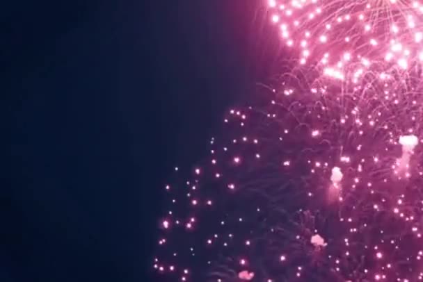 Ünnepi Szikrázó Tűzijáték Éjszakai Kék Égen Kiváló Minőségű Fullhd Felvételek — Stock videók