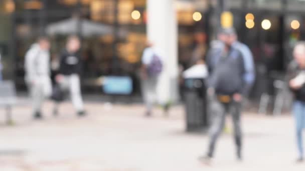 Blurred Background People Walking Busy Street City High Quality Footage — Stock Video