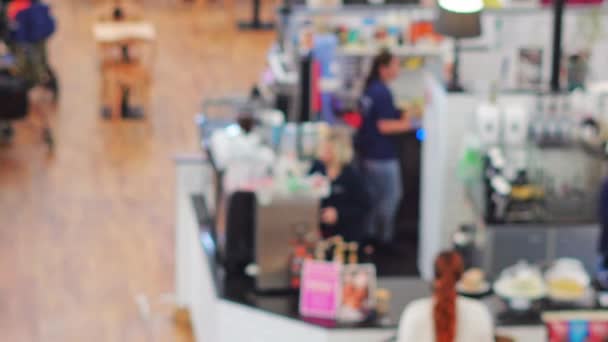 Alışveriş Merkezindeki Yemek Bölümünün Geçmişi Bulanık Yüksek Kalite Görüntü — Stok video