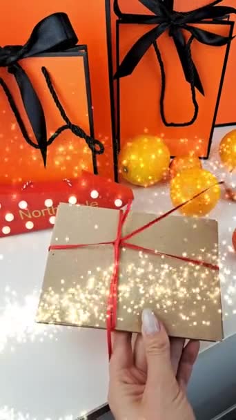 Envío Cartas Navideñas Festivas Clientes Pequeñas Empresas — Vídeos de Stock