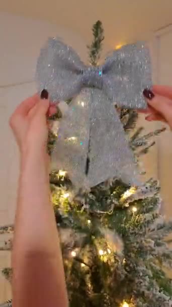 Nahaufnahme Von Weihnachtsdekor Weihnachtsbaum — Stockvideo