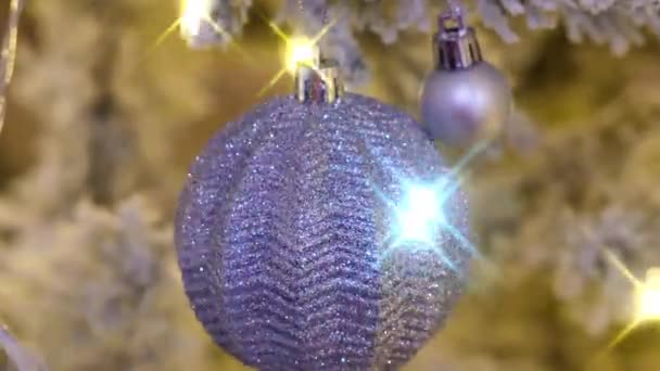 Detail Vánoční Výzdoby Vánočním Stromečku — Stock video