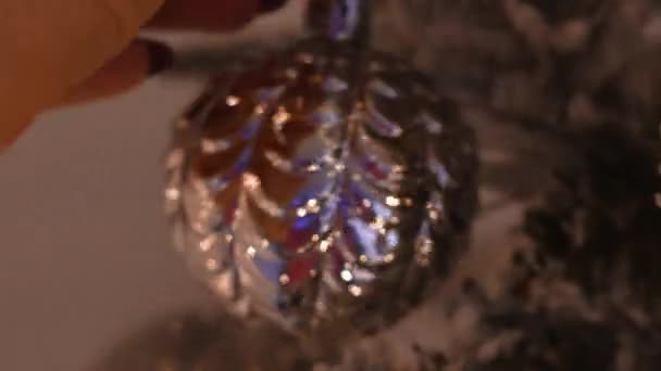 Gros Plan Décor Noël Sur Sapin Noël — Video
