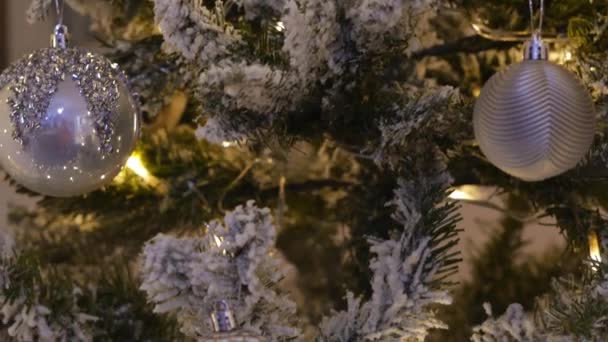 Close Christmas Decor Christmas Tree — Stock Video