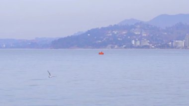 Doğal deniz manzarası, mavi deniz ve dağlar.