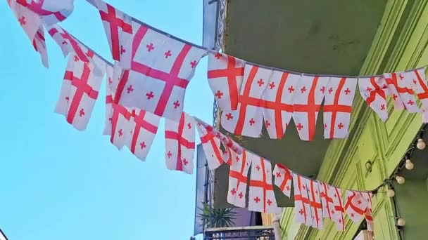 Bandeira Nacional Geórgia Com Cruzes Vermelhas Acenando Imagens Alta Qualidade — Vídeo de Stock