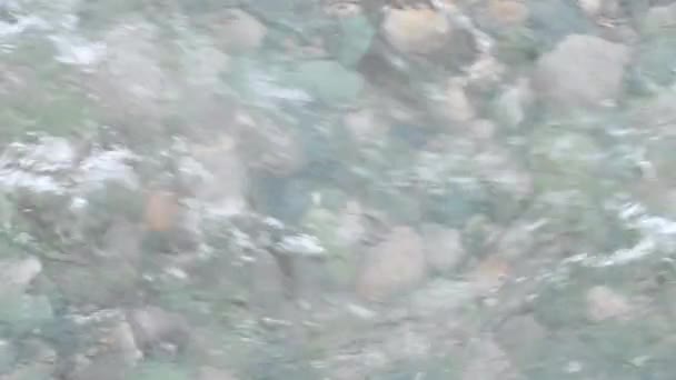 Мальовничий Гірський Потік Поспішає Над Гладкою Барвистою Галькою — стокове відео