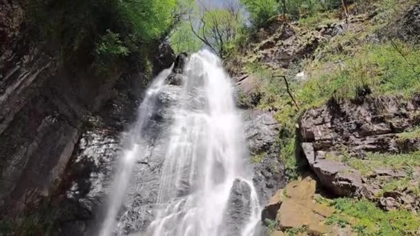 Водопад Горах Летом Скоростные Спуски — стоковое видео