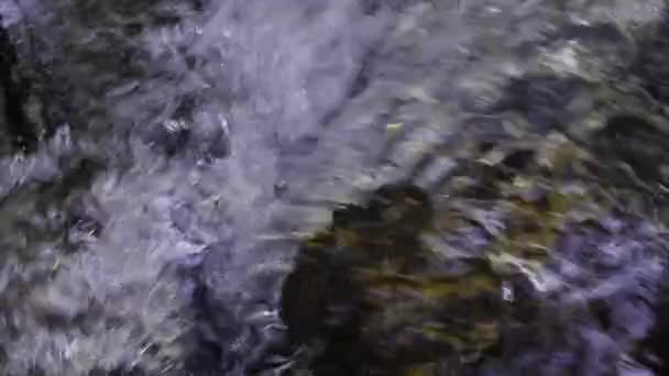 Kristalheldere Stroom Stroomt Rotsachtige Bergwand Vormt Een Betoverende Waterval — Stockvideo
