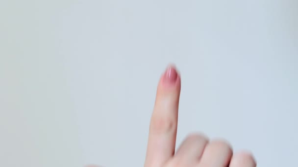 Ручний Знак Пальцем Спрямованим Вгору Білому Тлі Високоякісні Кадри — стокове відео