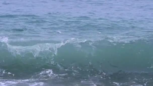어두운 폭풍우 바다에서 충돌하는 난기류 파도의 비디오 고품질 — 비디오