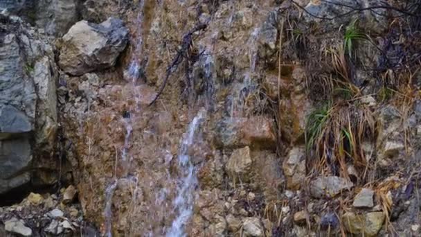 Wodospad Kaskady Dół Górskich Klifów Oferując Malownicze Piękno Przyrodzie — Wideo stockowe