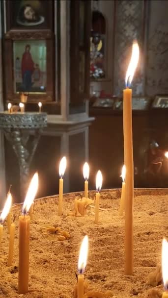 Orthodoxe Kerzen Brennen Der Kirche Heiligen Ostertag — Stockvideo