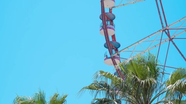 Bir lunaparkta dönme dolap, gün ışığında yakın çekim, canlı ve eğlenceli.