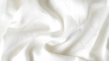 Yumuşak kıvrımlı ve hassas dokusu olan buruşuk beyaz ipek kumaş arkaplan