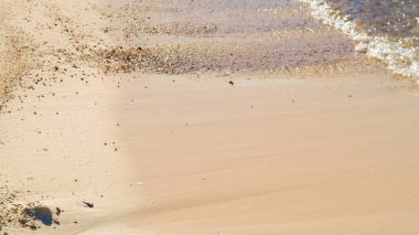 Pürüzsüz kumsal arka planı, ince tanecikler, doğal doku, sıcak altın tonlar..