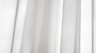 Beyaz ağlı tül arka planı ışık akışı ve hassas modern estetik.