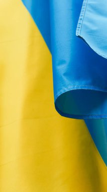 Ulusal renklere ve vatansever soyut dokulara sahip Ukrayna bayrağı.