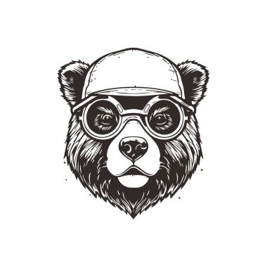 Ayı maskotu logosu gözlük takıyor. Grafik Tasarım Şablonu