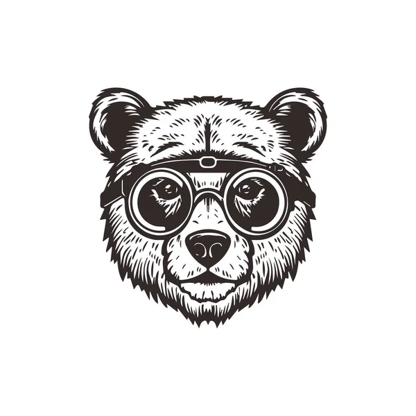 Logo Maskotki Niedźwiedzia Okularach Szablon Projektu Graficznego — Wektor stockowy
