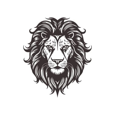 Çizgi Sanatı Biçimli Soyut Aslan Başı Logosu Tasarımı.