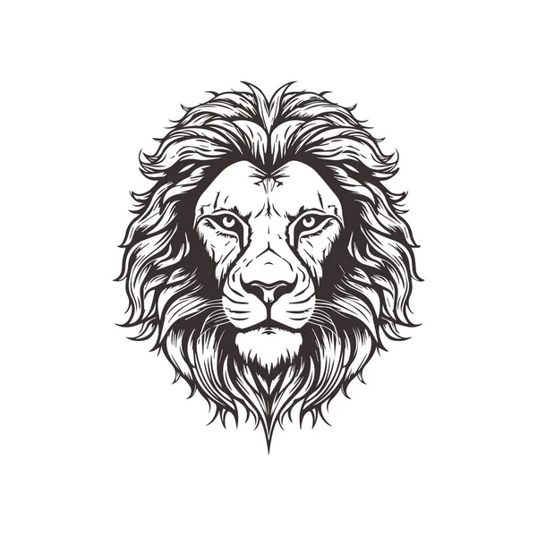 概要ラインアートグラフィックスタイルのライオンヘッドロゴデザイン — ストックベクタ