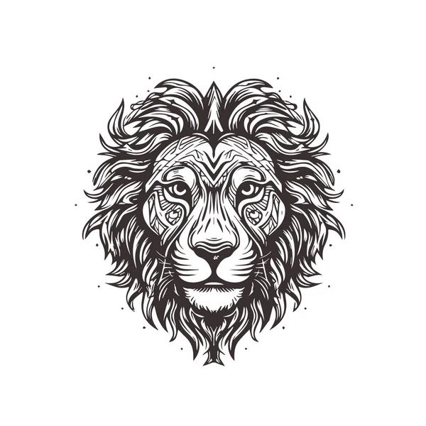 Анотація Лев Голова Дизайн Логотипу Лінійним Мистецтвом Графічний Стиль — стоковий вектор