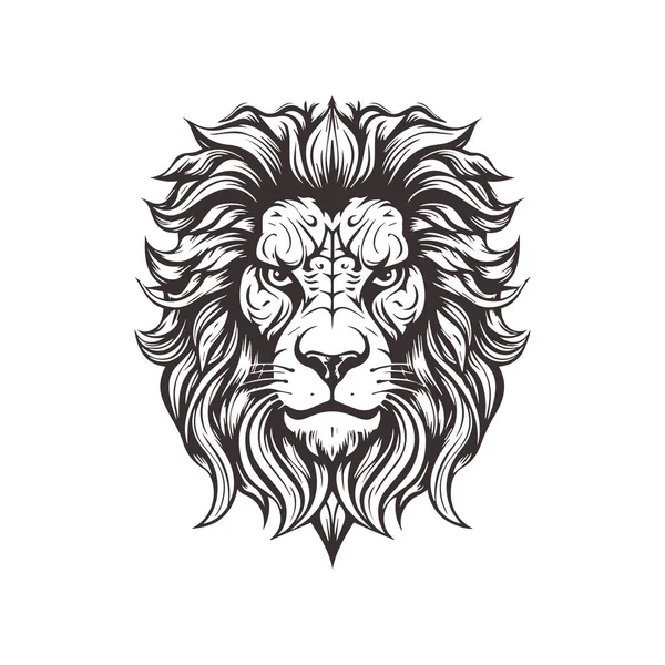 Absztrakt Lion Head Logo Design Vonal Art Grafikai Stílus — Stock Vector
