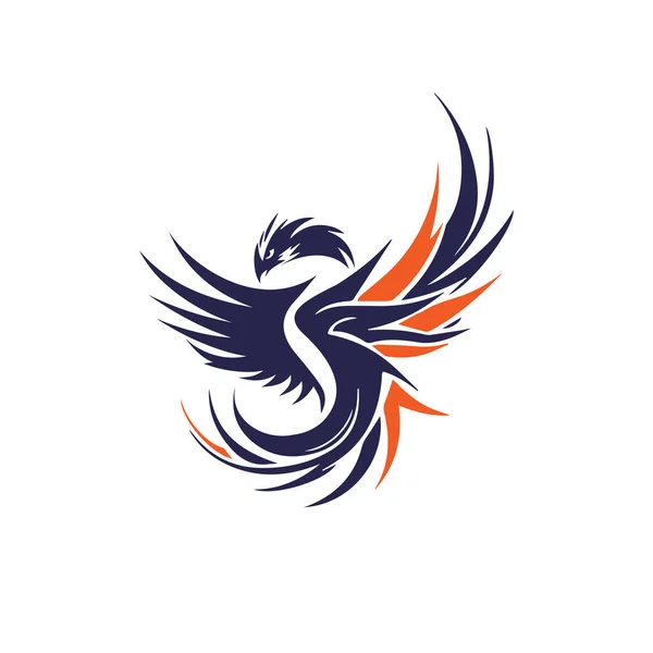 Abstract Phoenix Bird Logo Design Stylish Lines Art Graphic Style — Stock Vector