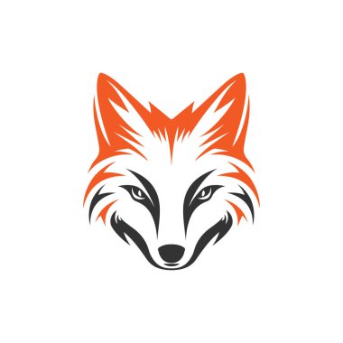 Basit bir düz tasarım tarzında minimalist soyut bir tilki kafası logosu