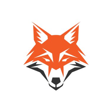 Basit bir düz tasarım tarzında minimalist soyut bir tilki kafası logosu