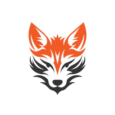 Basit bir düz tasarım tarzında minimalist soyut bir tilki kafası logosu