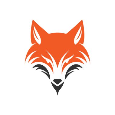 Basit bir düz tasarım tarzında minimalist soyut bir tilki kafası logosu