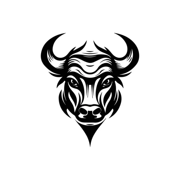 Minimalistic Abstract Bull Head Logo Simple Art Style — Stock Vector