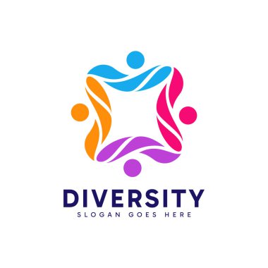 Modern insanların logosu toplanıyor. Topluluğun soyut sembol konsepti, birleşme, iş, vakıf, topluluk, insan bakımı, sosyal ilişkiler ikonu, hayırseverlik logosu tasarımı.