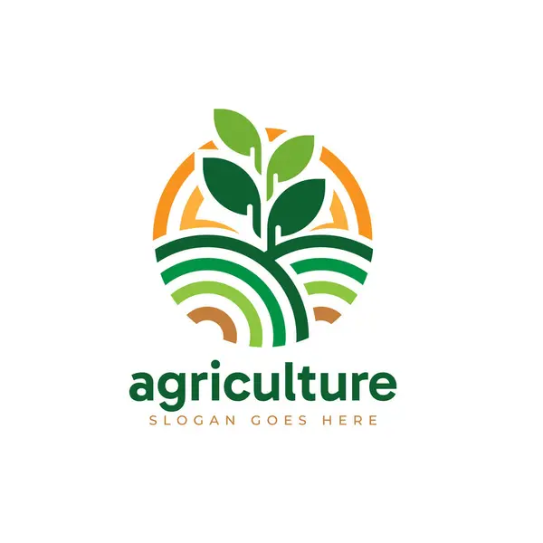 Minimalist Tarım İşletme Logosu Tasarımı. Modern tarla ve yeşil yaprak kombinasyonu.