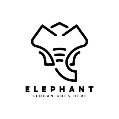 Minimalist tasarım konseptli fil logosu tasarımı. Hayvan vektör simgesi logo tasarım şablonu.