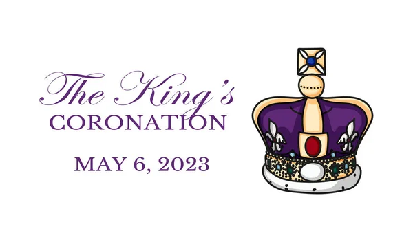 Cartaz Para Coroação Rei Carlos Iii Com Ilustração Vetor Bandeira —  Vetores de Stock