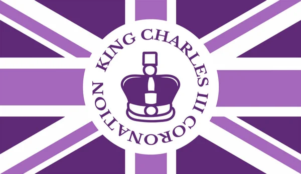 Плакат Коронации Короля Карла Iii Изображением Вектора Британского Флага Открытка — стоковый вектор