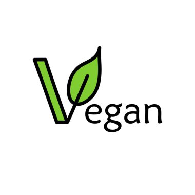 Vegan el yazısıyla çizilmiş yeşil vektör çizimi. Kaligrafi Vegan illüstrasyonu