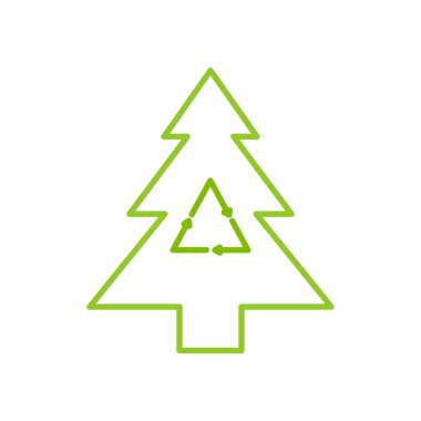 Yeşil Noel ağacı ikonu vektör çizimi. Çevre dostu Noel kartı kutlaması.