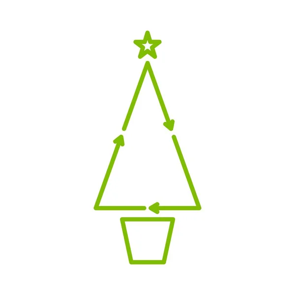 Illustration Vectorielle Icône Arbre Noël Vert Fête Carte Noël Écologique — Image vectorielle