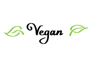 Vegan el yazısıyla çizilmiş yeşil vektör çizimi. Kaligrafi Vegan illüstrasyonu