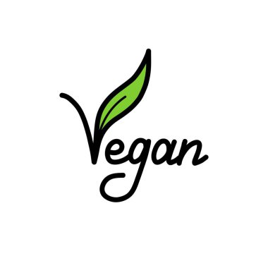 Vegan el yazısıyla çizilmiş yeşil vektör çizimi. Kaligrafi Vegan illüstrasyonu