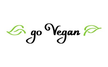 Vegan el yazısıyla çizilmiş yeşil vektör çizimi. Kaligrafi Vegan illüstrasyonu