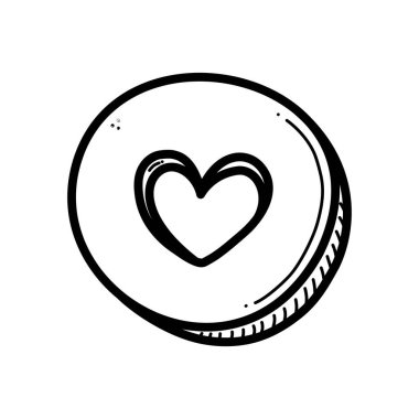 Sevgililer günü dekore edilmiş karalama kurabiyesi. Zencefilli kek kalp kurabiye vektör illüstrasyonu.