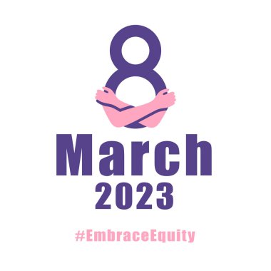 Uluslararası Kadınlar Günü konsept posteri. Özsermaye kadın illüstrasyonunu benimse. 2023 Kadın Kampanya Teması - EmbraceEquity