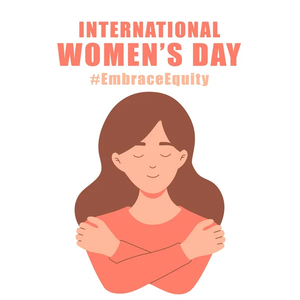Manifesto Internazionale Concetto Giorno Delle Donne Abbracciare Equità Donna Illustrazione — Vettoriale Stock