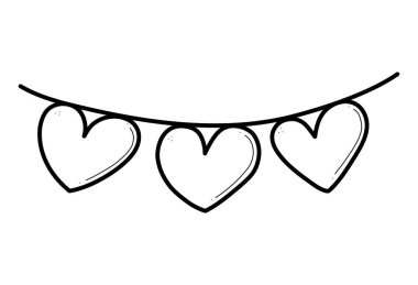 Kalp çelengi vektör el çizimi. Sevgililer Günü için aşk karalaması